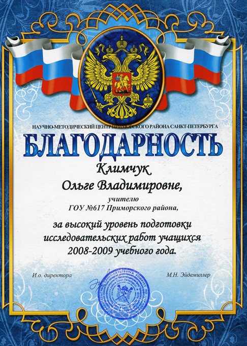 2008-2009 Климчук О.В. (иссл.работы)